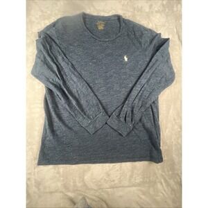Polo Ralph Lauren Long Sleeve Crew Neck T Shirt Size L  Blue Heathered Pony Logo